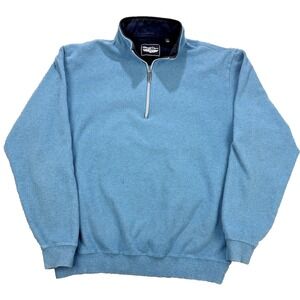 Straight Down Harrison Sweater Men L Blue 1/4 Zip Long Sleeve Golf Pullover